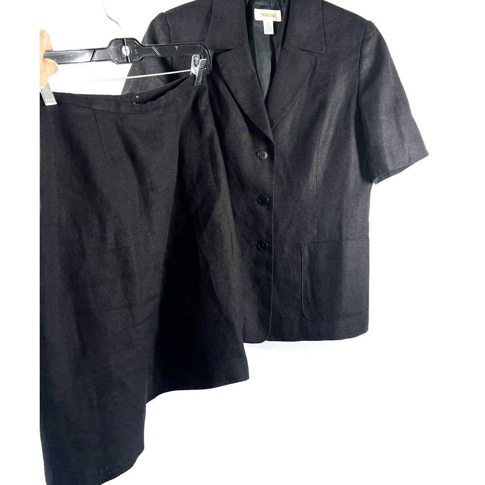Talbots Suit Skirt Size 6 Top Size 4 Irish Linen Button Up Short Sleeve‎ Pencil